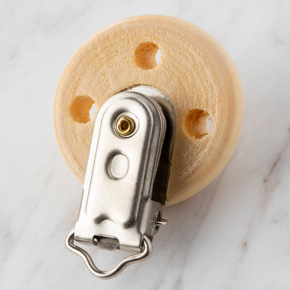 Loren Round Shaped Wooden Pacifier Clip, Natural