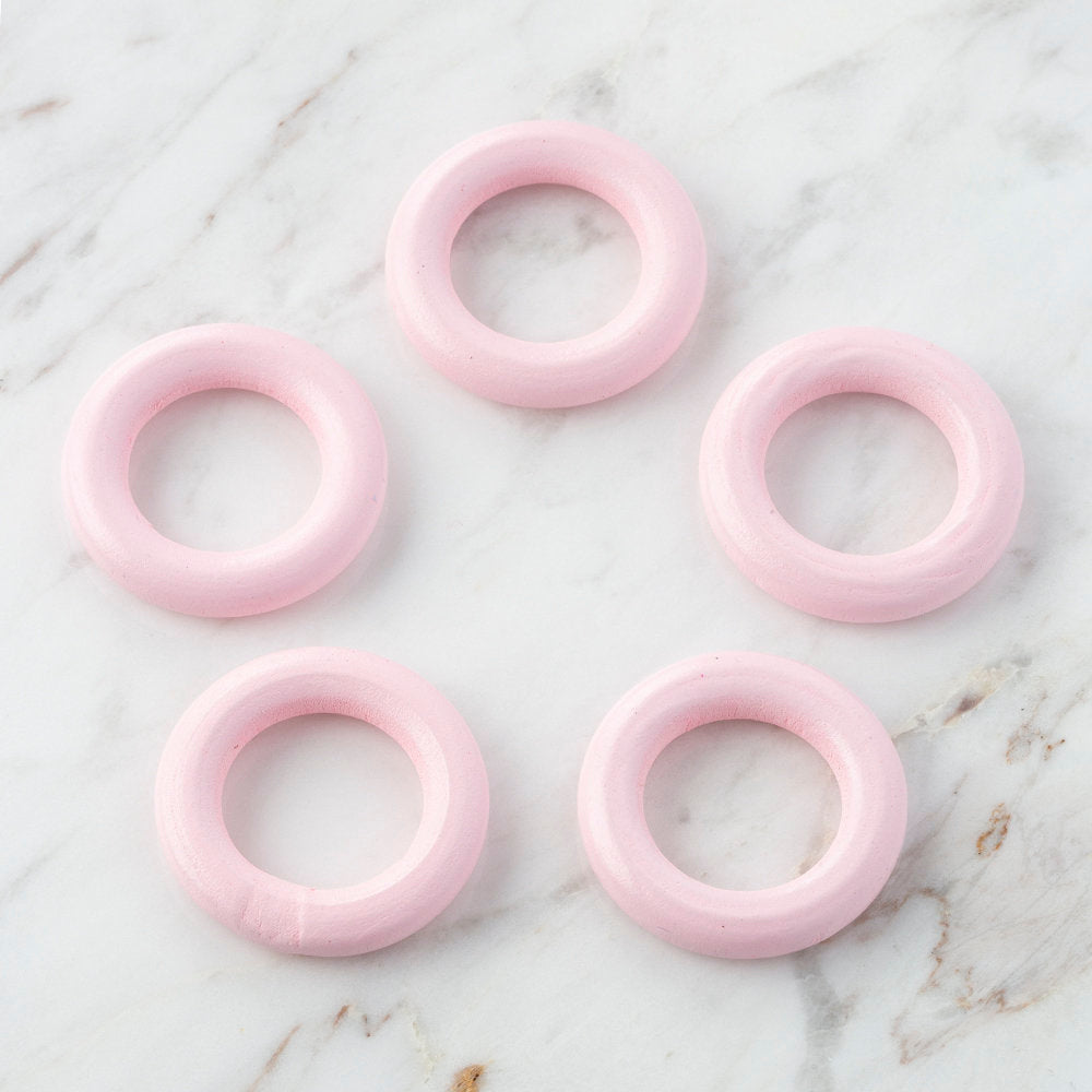 Loren 5 Pcs Wooden Ring, Pink