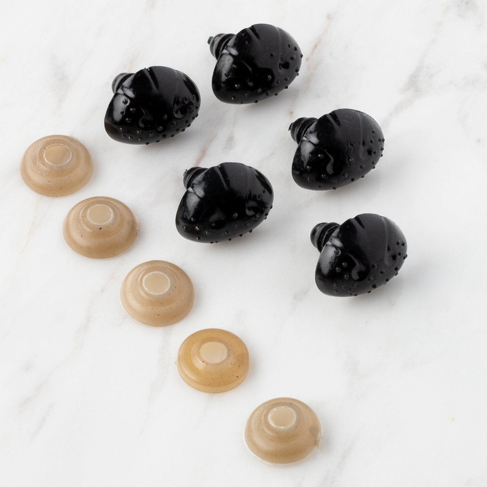 Loren 10-Pack 20mm Plastic Safety Amigurumi Nose, Black