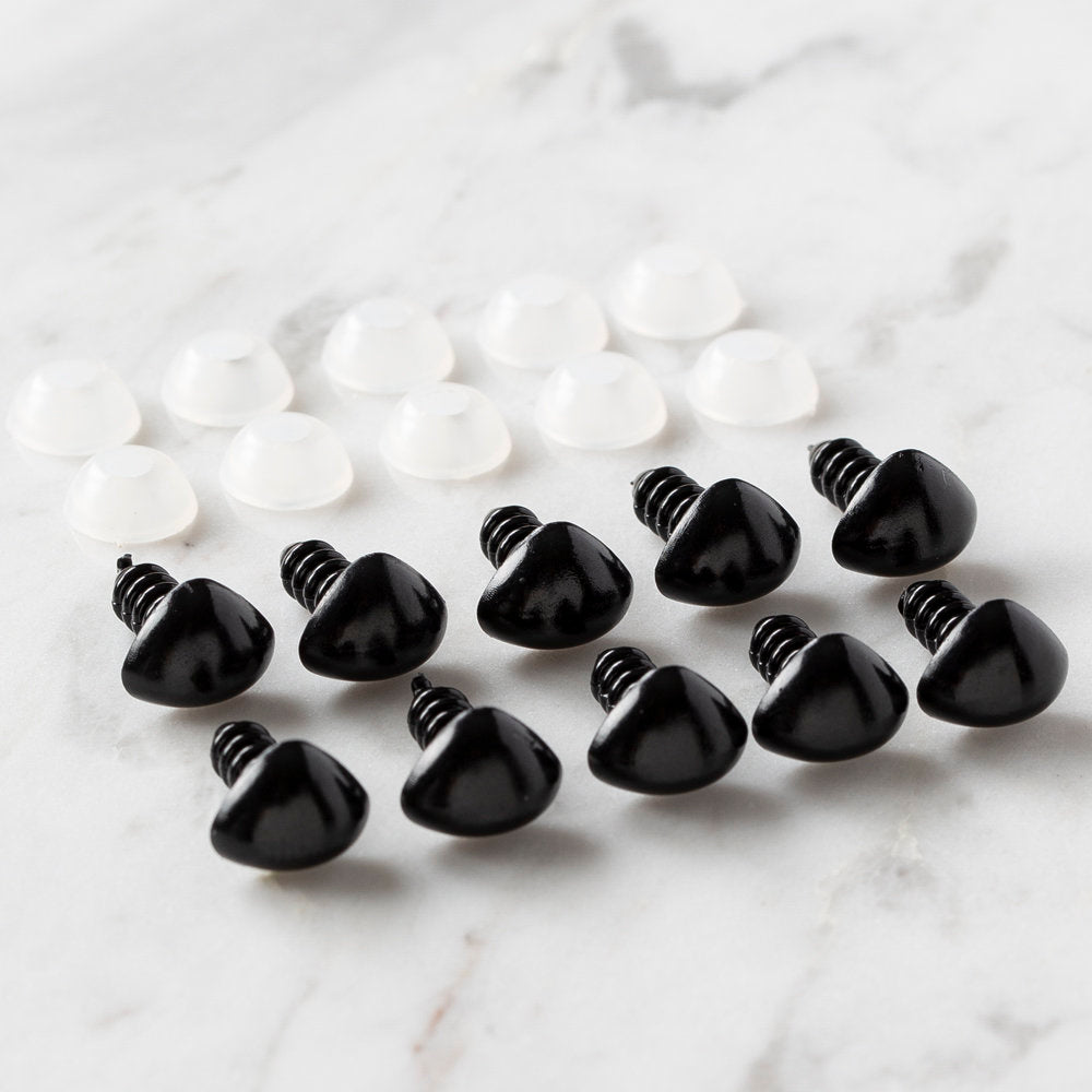 Loren 10-Pack 8mm Plastic Safety Amigurumi Nose, Black