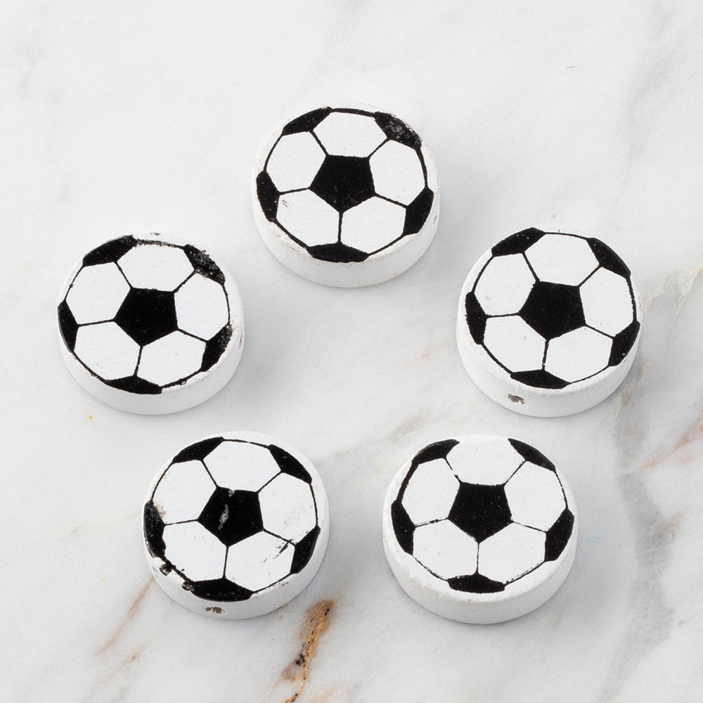 Loren 5 Pcs Wooden Round Bead, Football