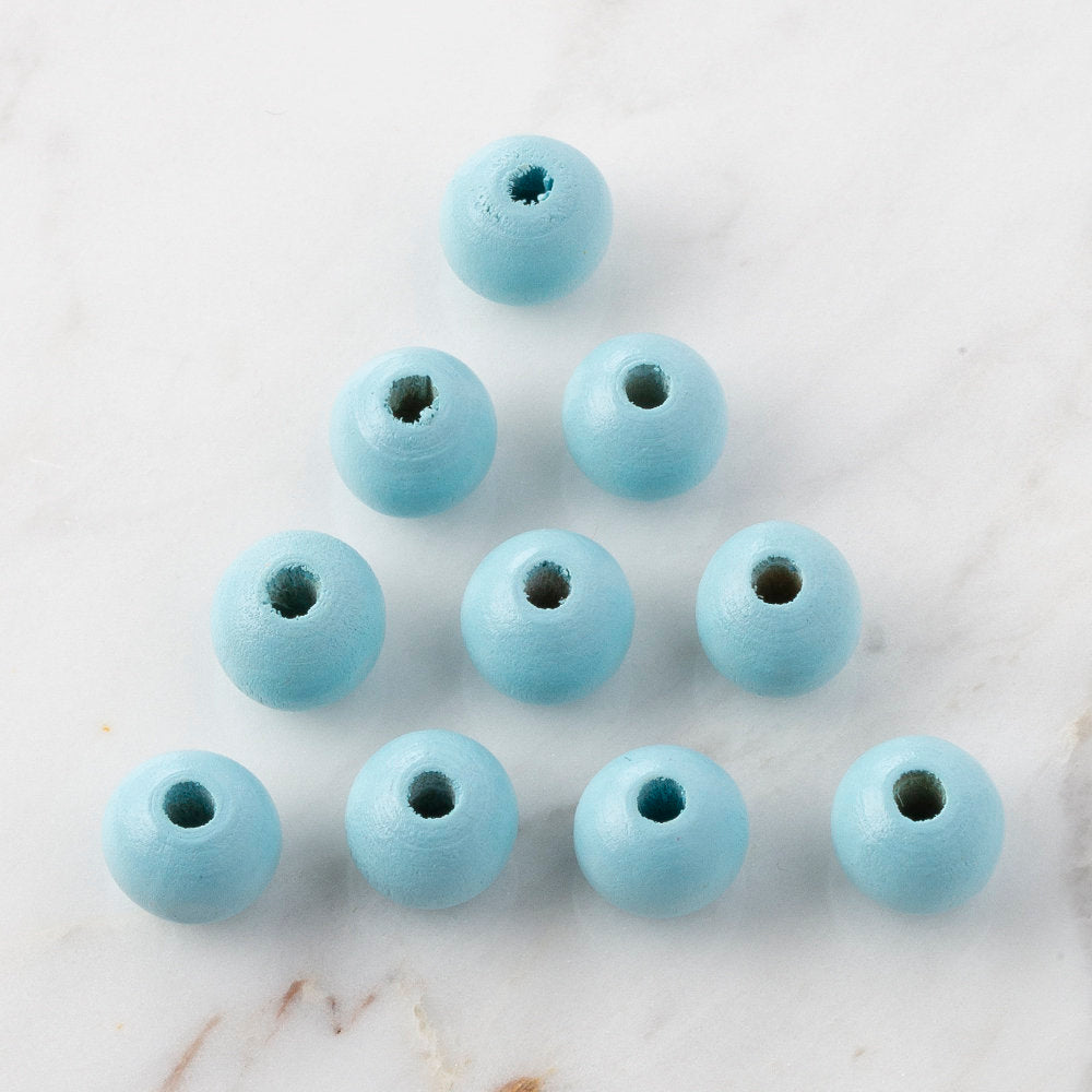 Loren 10 Pcs Wooden Round Bead, Blue