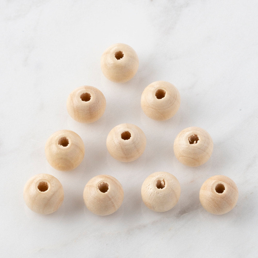 Loren 10 Pcs Wooden Round Bead, Natural