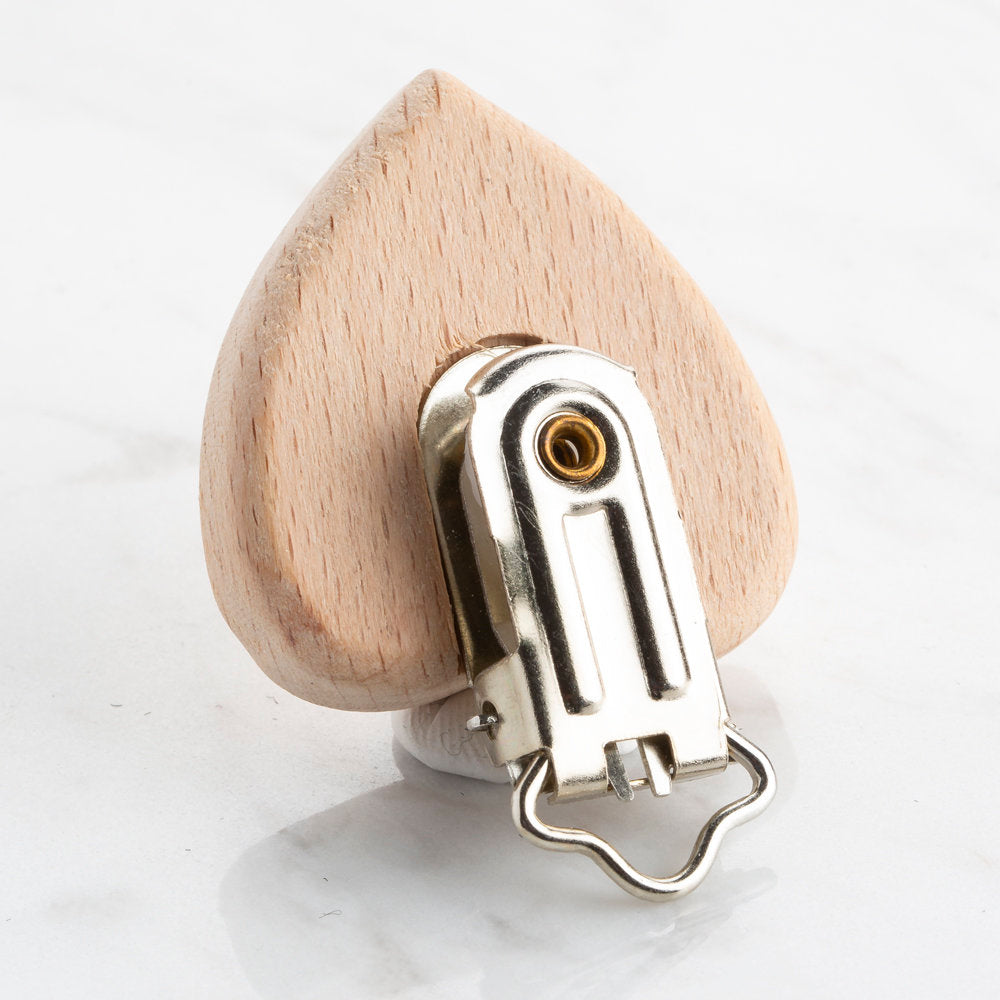 Loren Heart Shaped Wooden Pacifier Clip