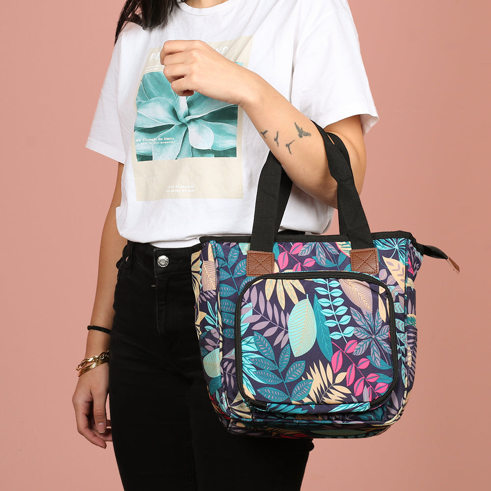 Nas Knitting Bag, Navy Blue Floral