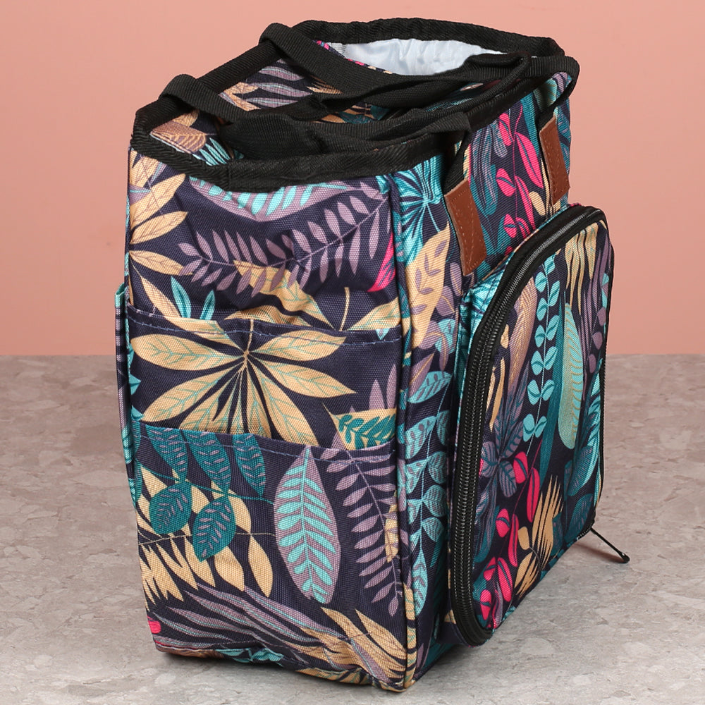 Nas Knitting Bag, Navy Blue Floral