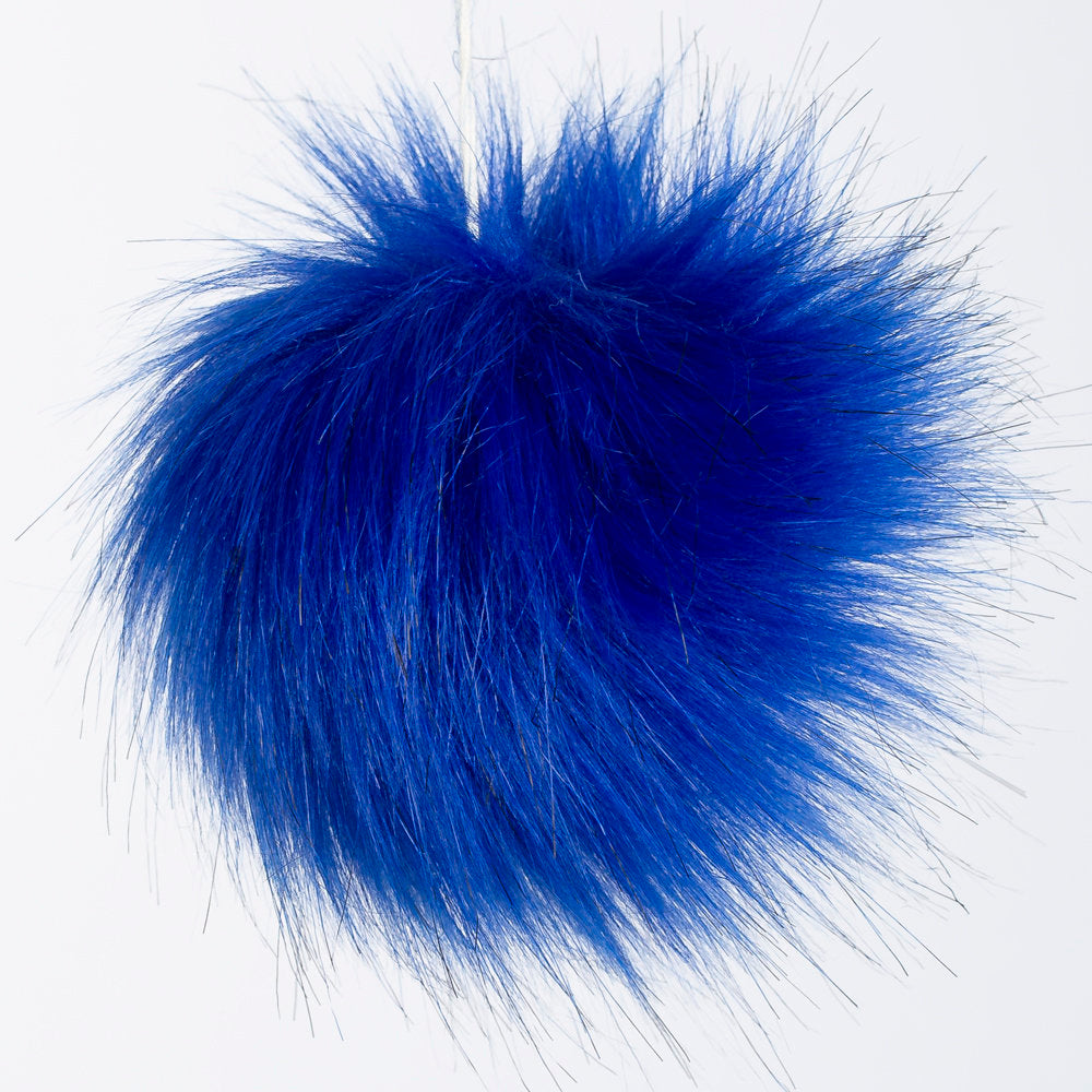 Loren Faux Fur Pom Pom, Navy Blue