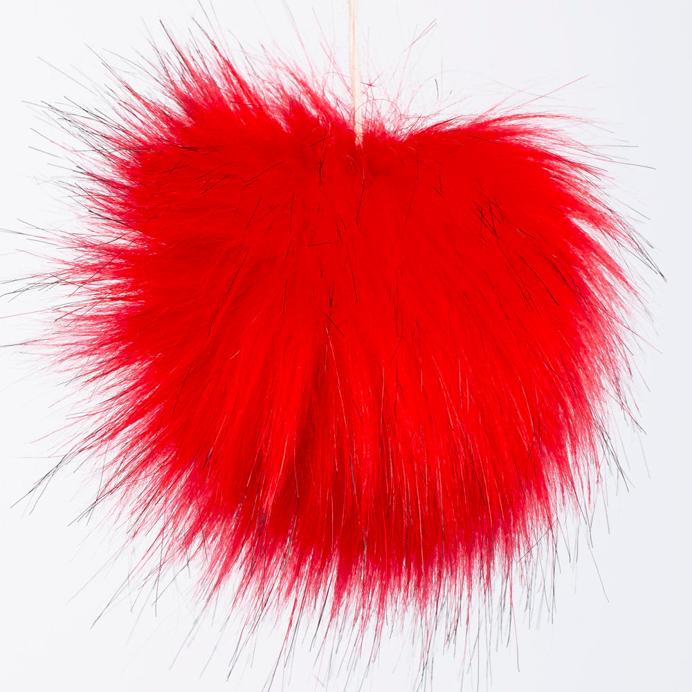 Loren Faux Fur Pom Pom, Red