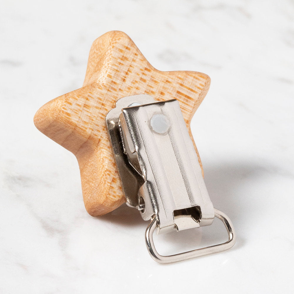 Hobi Baby Star Shaped Organic Wooden Pacifier Clip - FK12