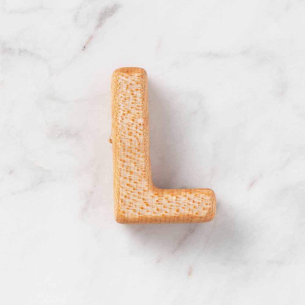 Loren Crafts Letter Shaped Organic Wooden Bead - L