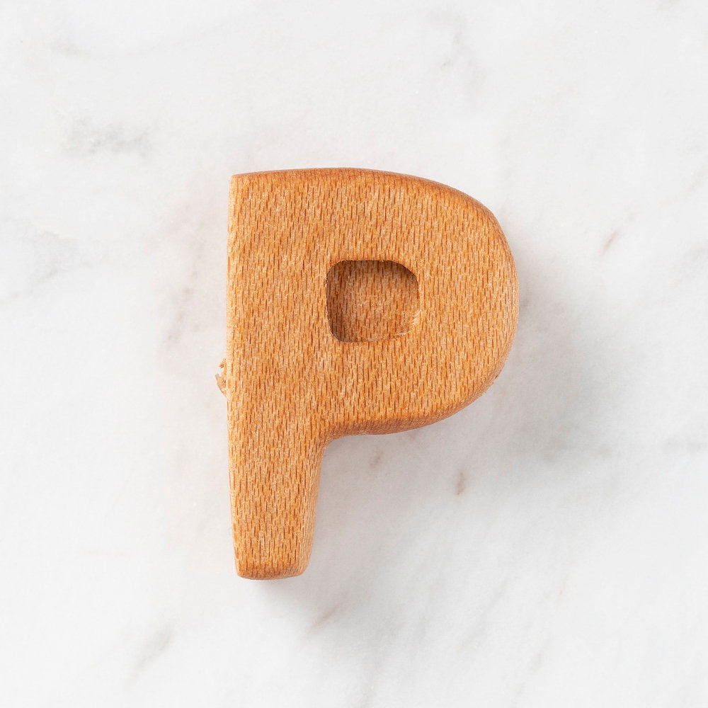 Loren Crafts Letter Shaped Organic Wooden Bead - P