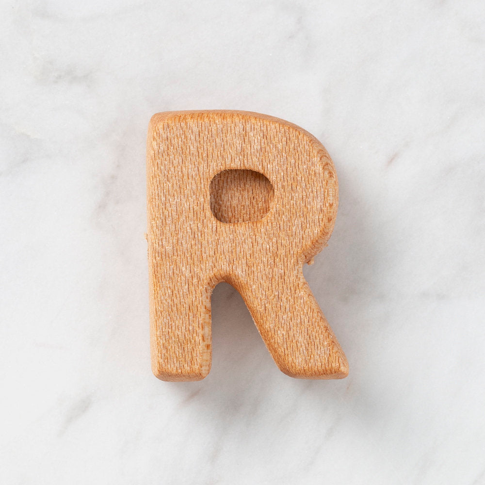 Loren Crafts Letter Shaped Organic Wooden Bead - R