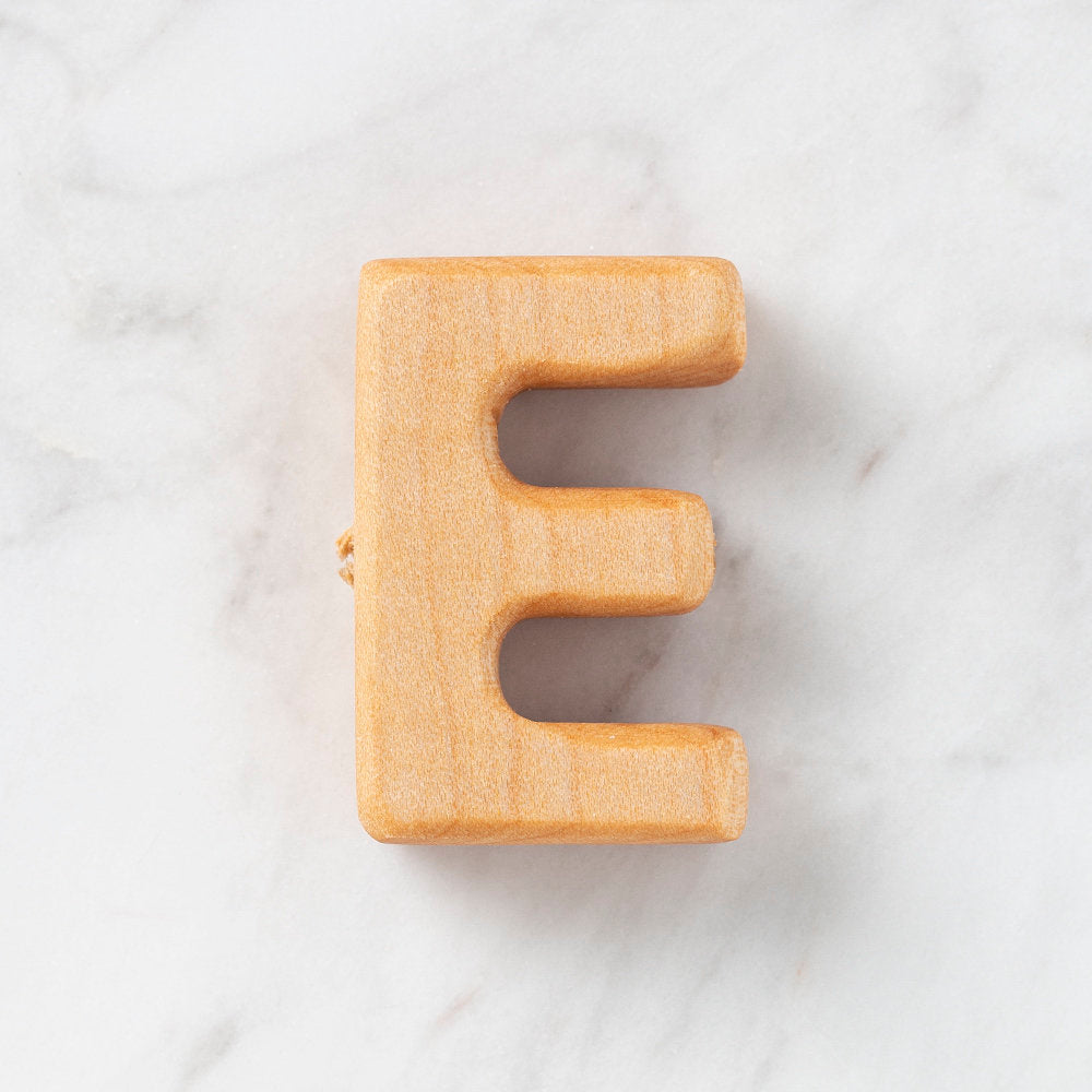 Loren Crafts Letter Shaped Organic Wooden Bead - E