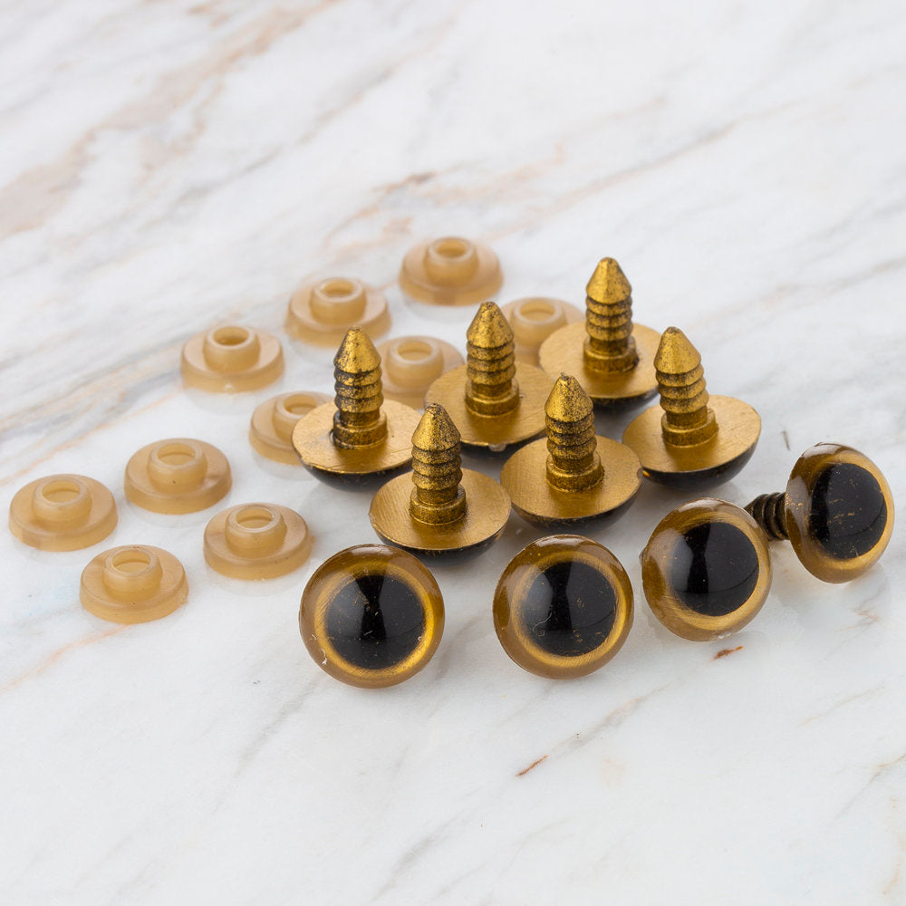 Loren 14 mm 5 Pairs Amigurumi Safety Plastic Eyes, Golden