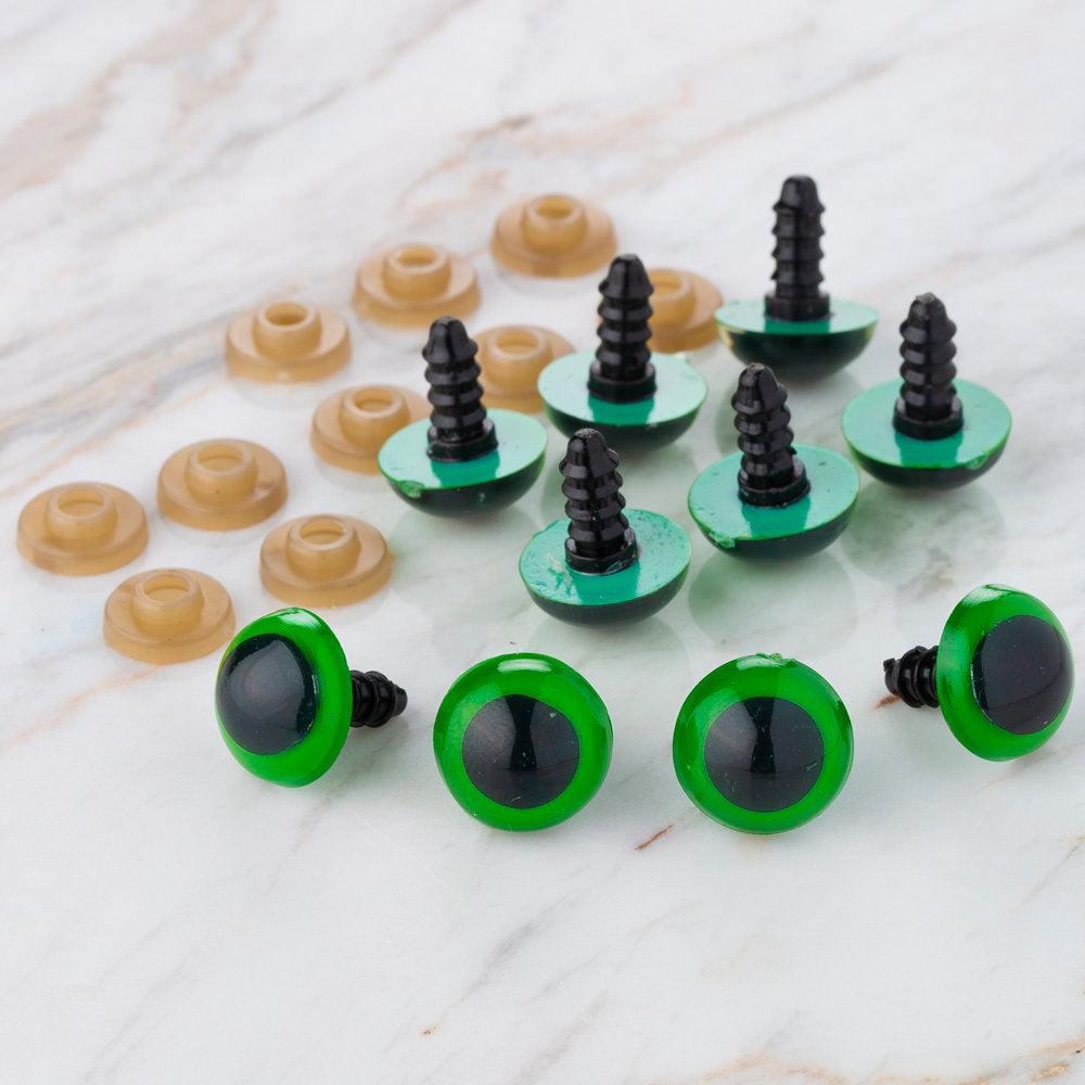 Loren 14 mm 5 Pairs Amigurumi Safety Plastic Eyes, Green