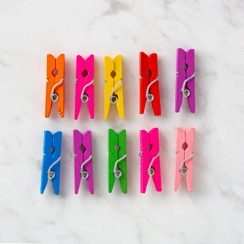 Loren 10 pcs Mini Wooden Pegs, Assorted Colors