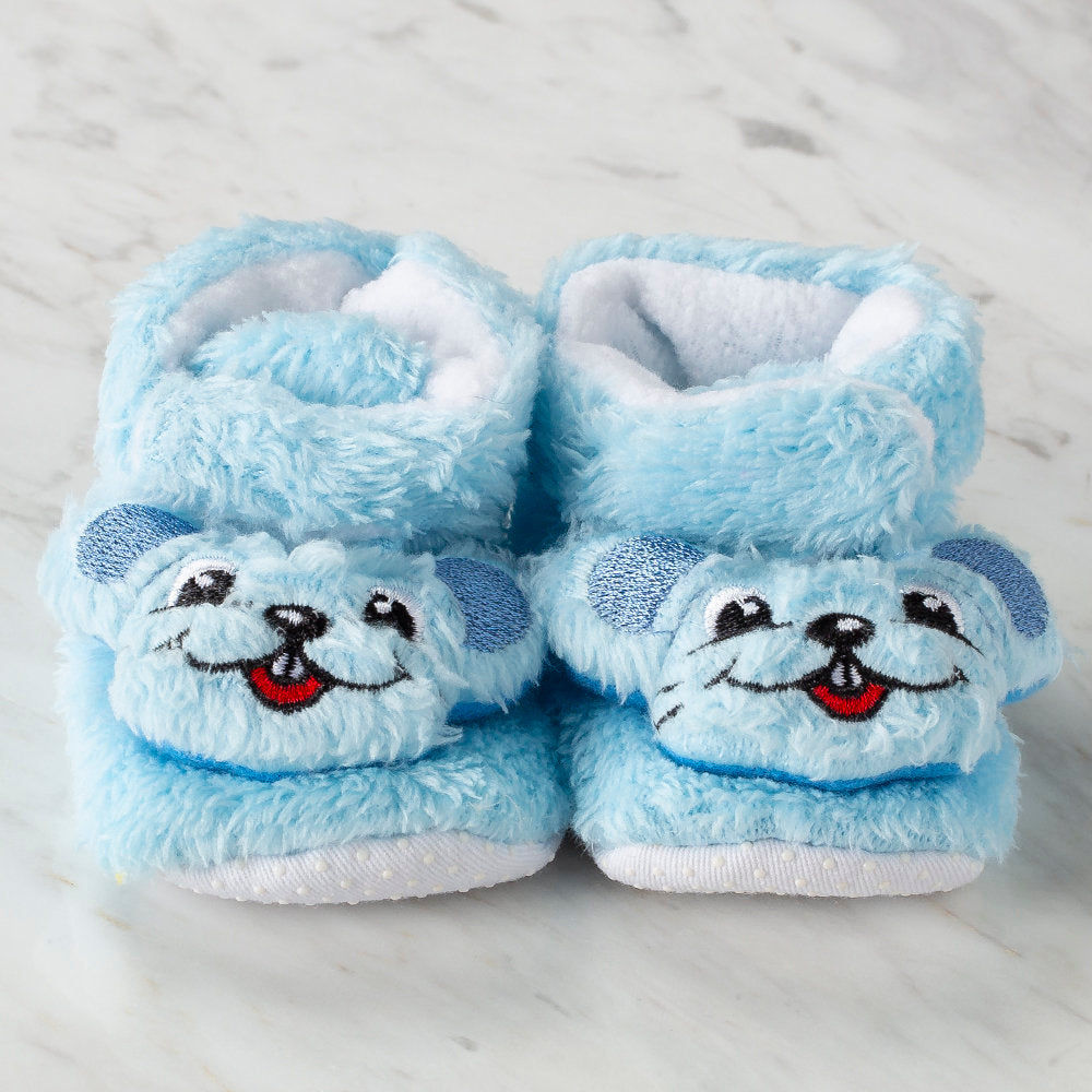 Loren Baby Booties, Blue Squirrel