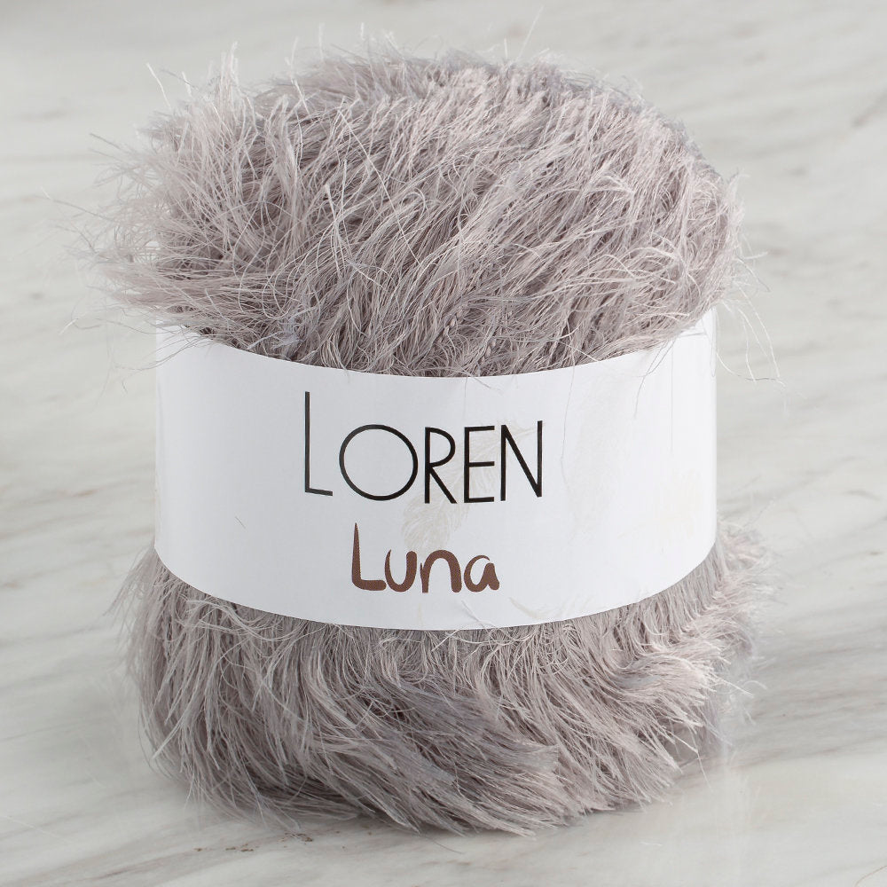 Loren Luna Eyelash Yarn, Light Grey - R080