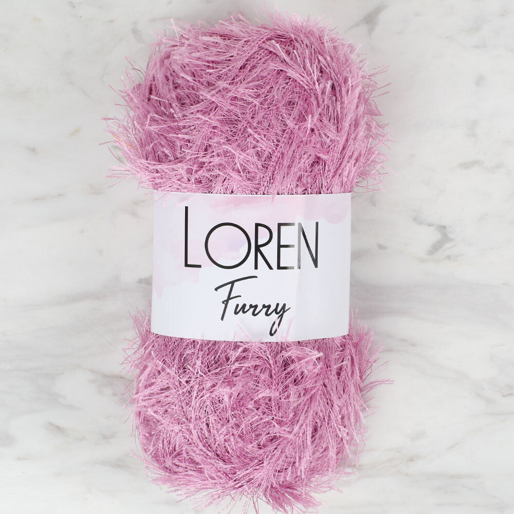 Loren Furry Knitting Yarn, Dusty Rose - RF012
