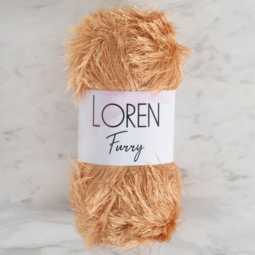 Loren Furry Knitting Yarn, Beige - RF0054