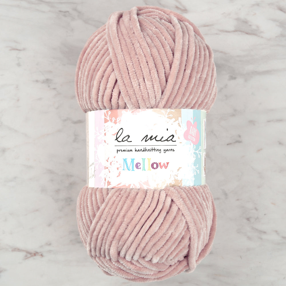 La Mia Mellow Chenille Yarn, Powder Pink - 924