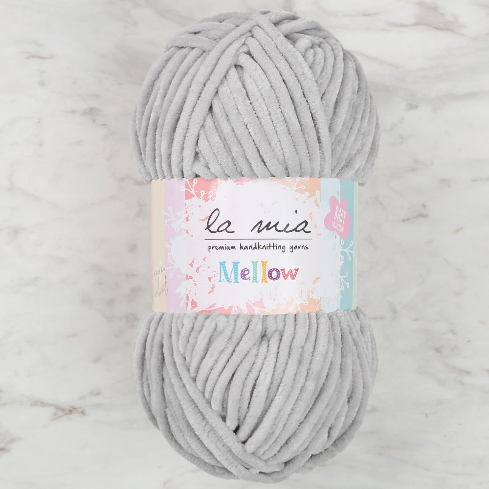 La Mia Mellow Chenille Yarn, Light Grey - 942