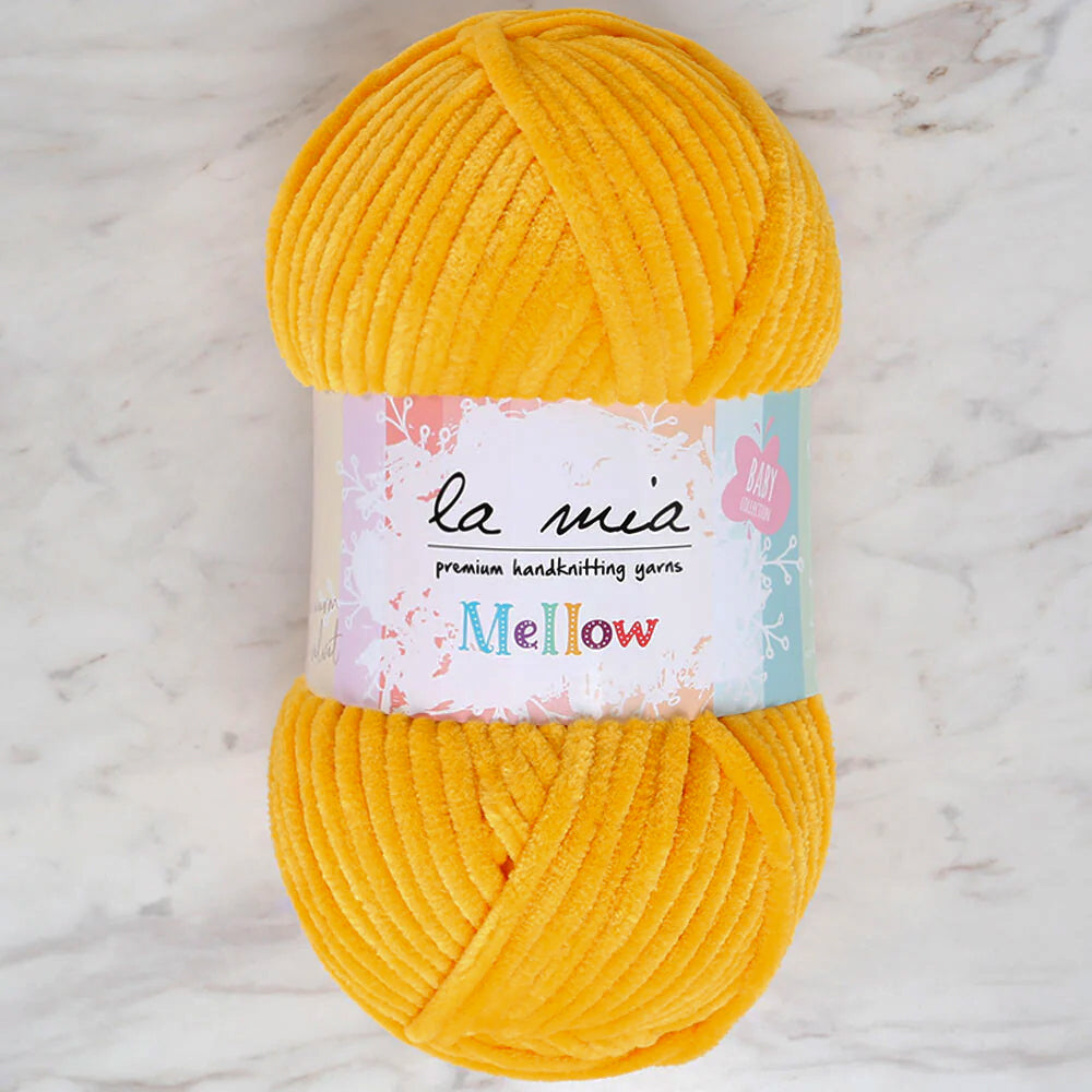 La Mia Mellow Chenille Yarn, Yellow - 947