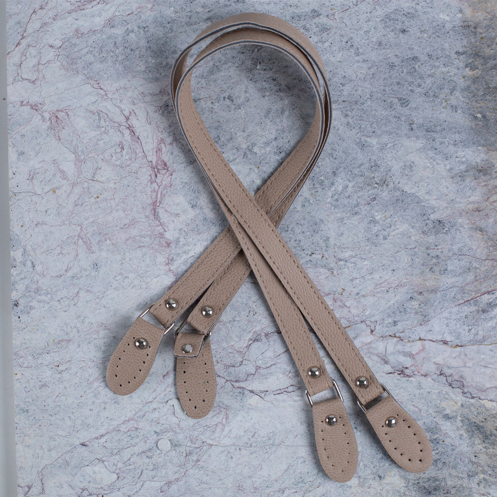 Loren Leather Bag Handle, Beige