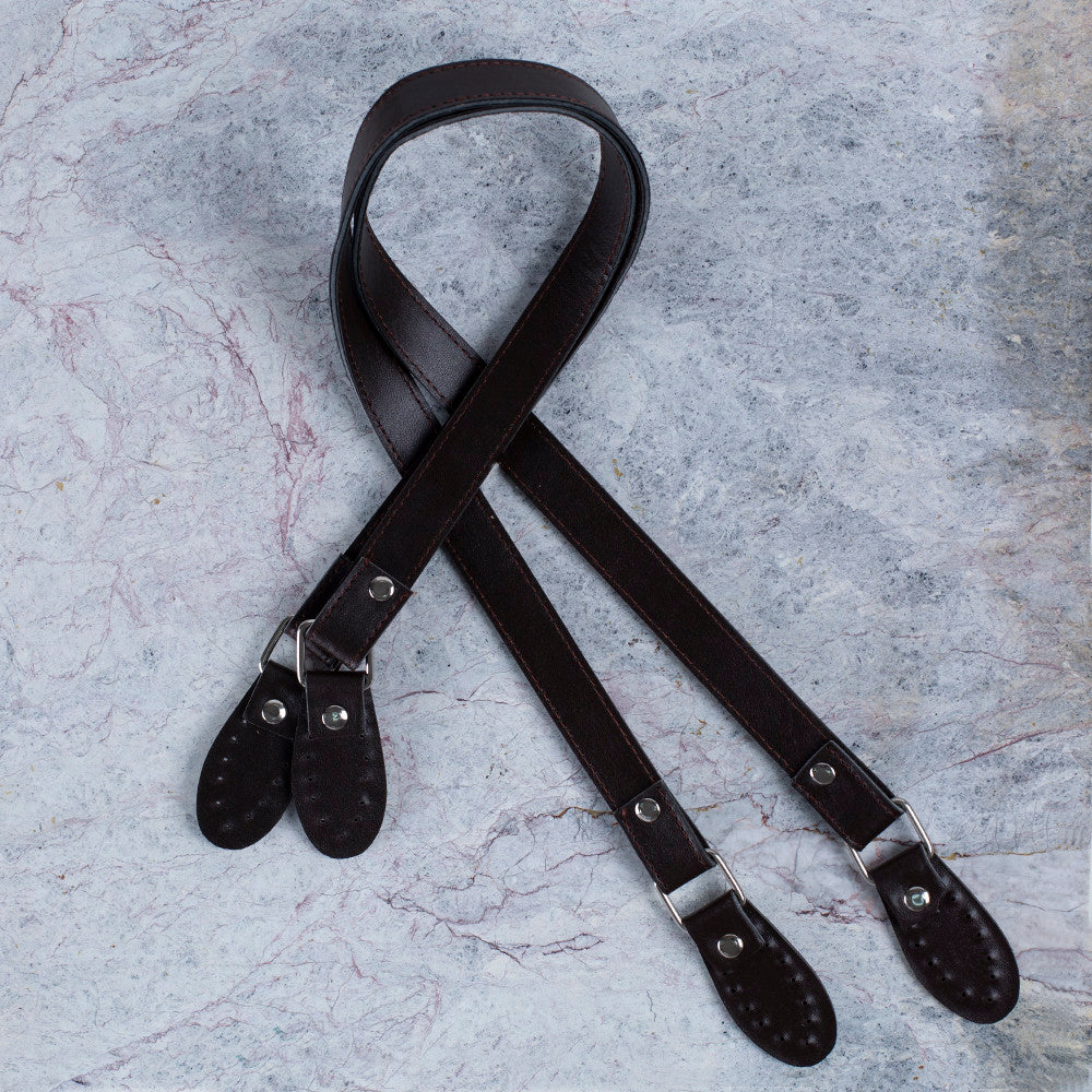 Loren 2 Pieces Leather Bag Handle, Dark Brown