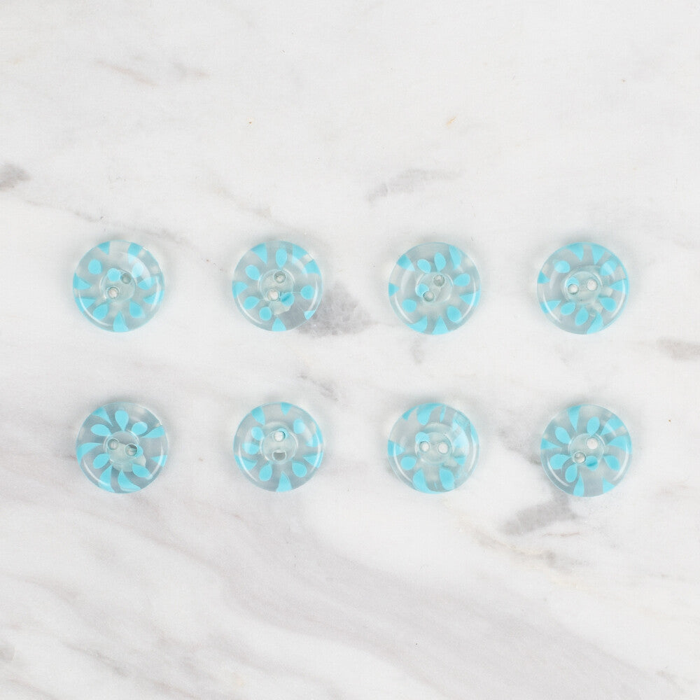 Loren Crafts 8 Pack Button, Turquoise - 31