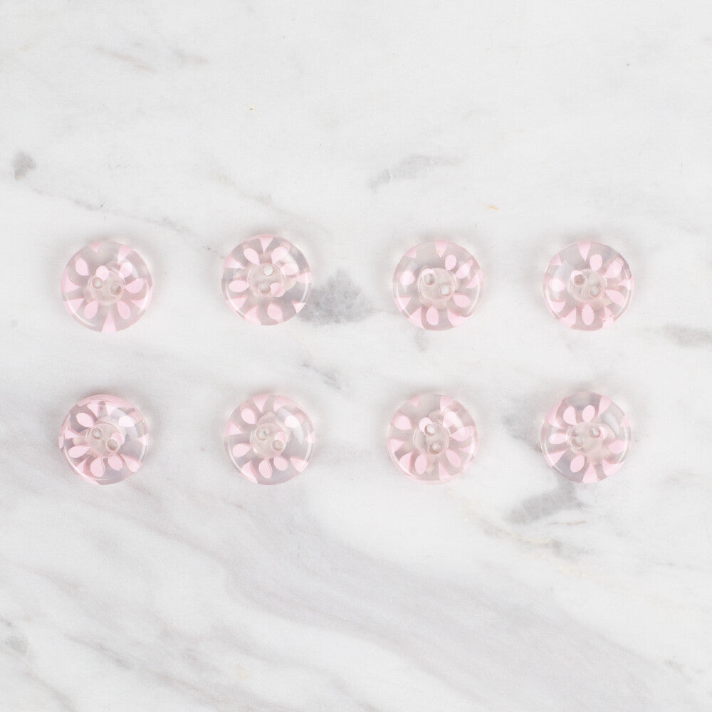 Loren Crafts 8 Pack Transparent Button, Pink - 33