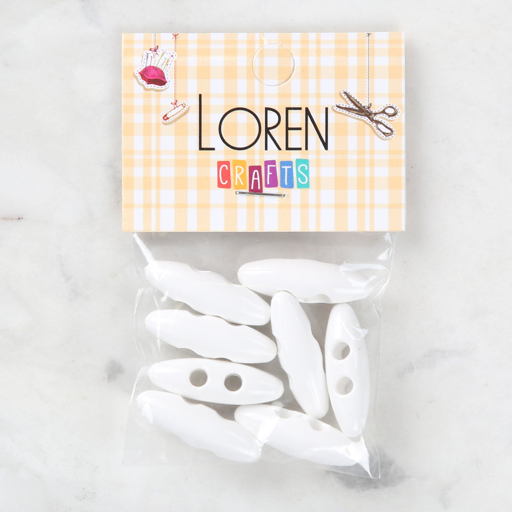 Loren Crafts 8 Pack Shepherd Button, White - 99