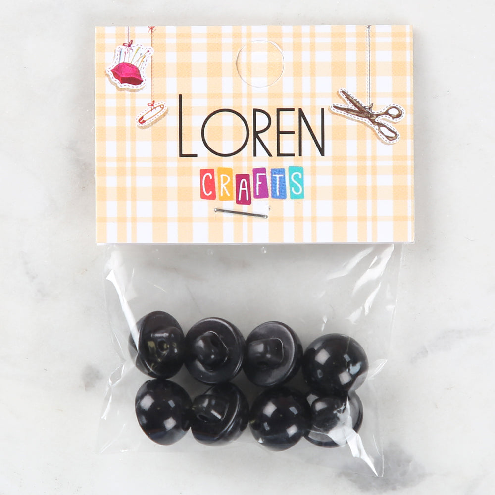 Loren Crafts 8 pcs Button, Black - 140
