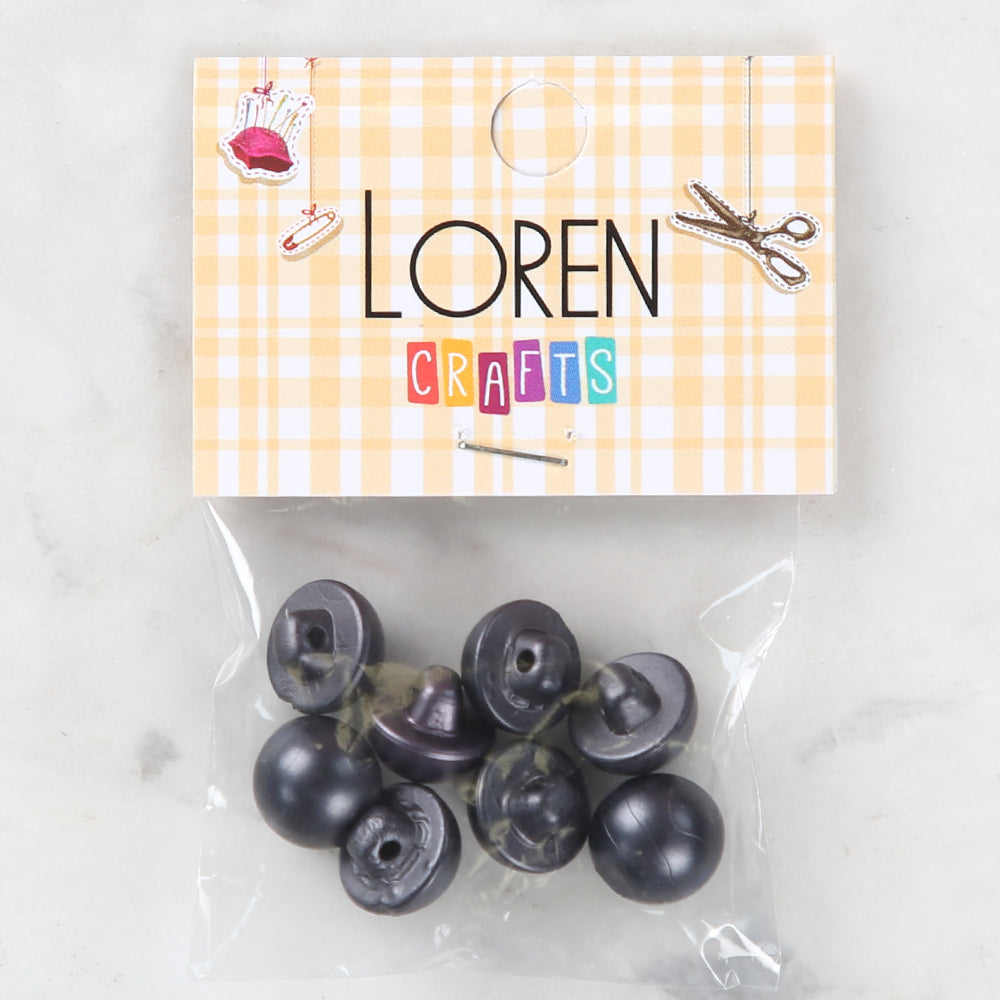 Loren Crafts 8 Pack Button, Grey - 146