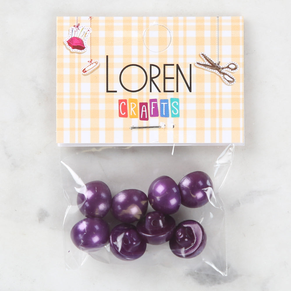 Loren Crafts 8 Pack Button, Purple - 148