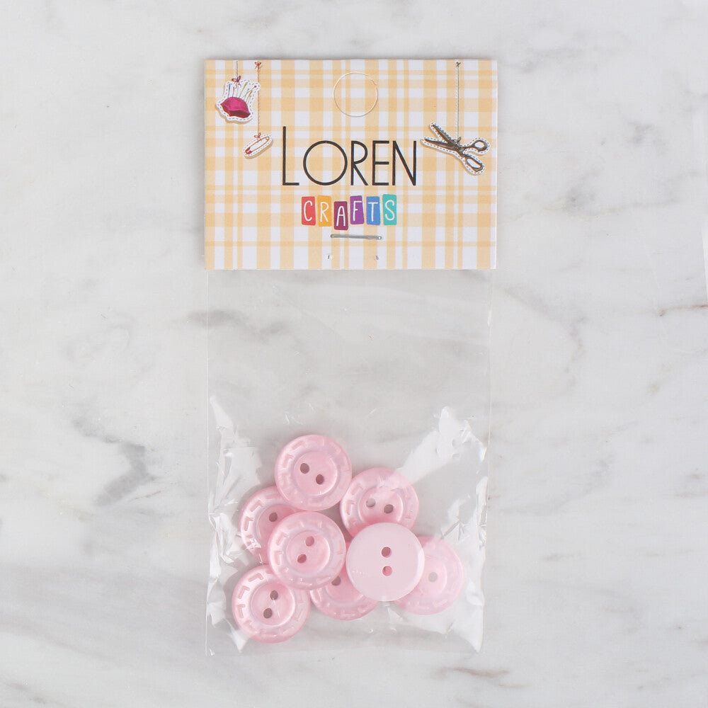 Loren Crafts 8 Pack Button, Pink - 188