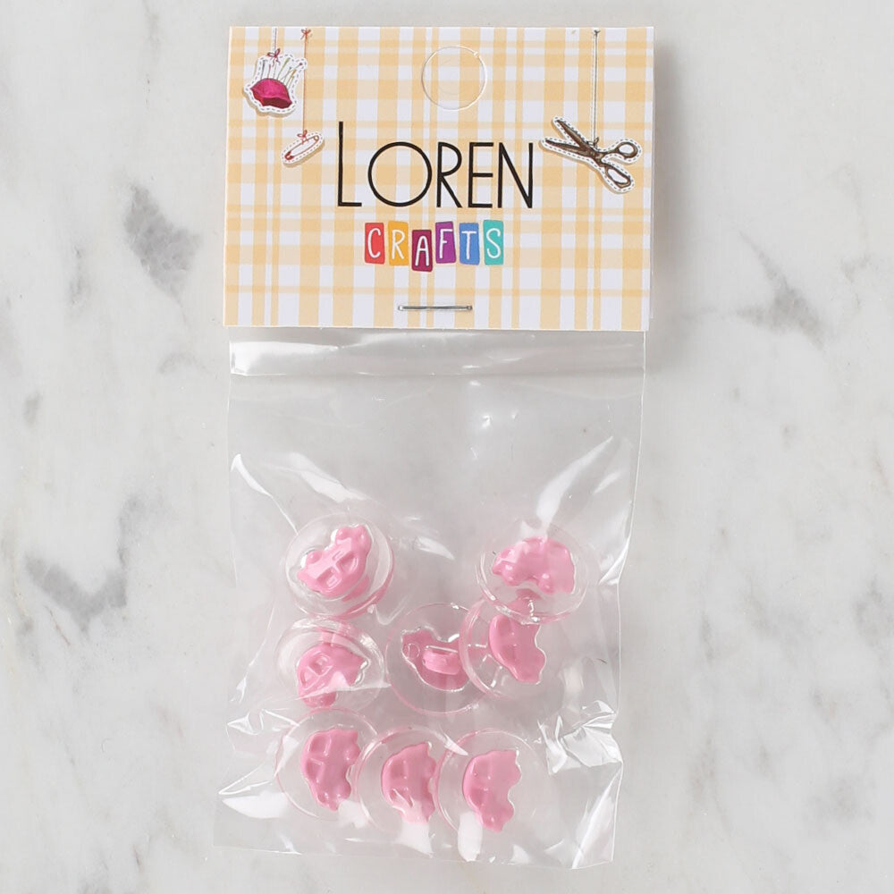 Loren Crafts 8 Pack Transparent car Button, Pink- 249