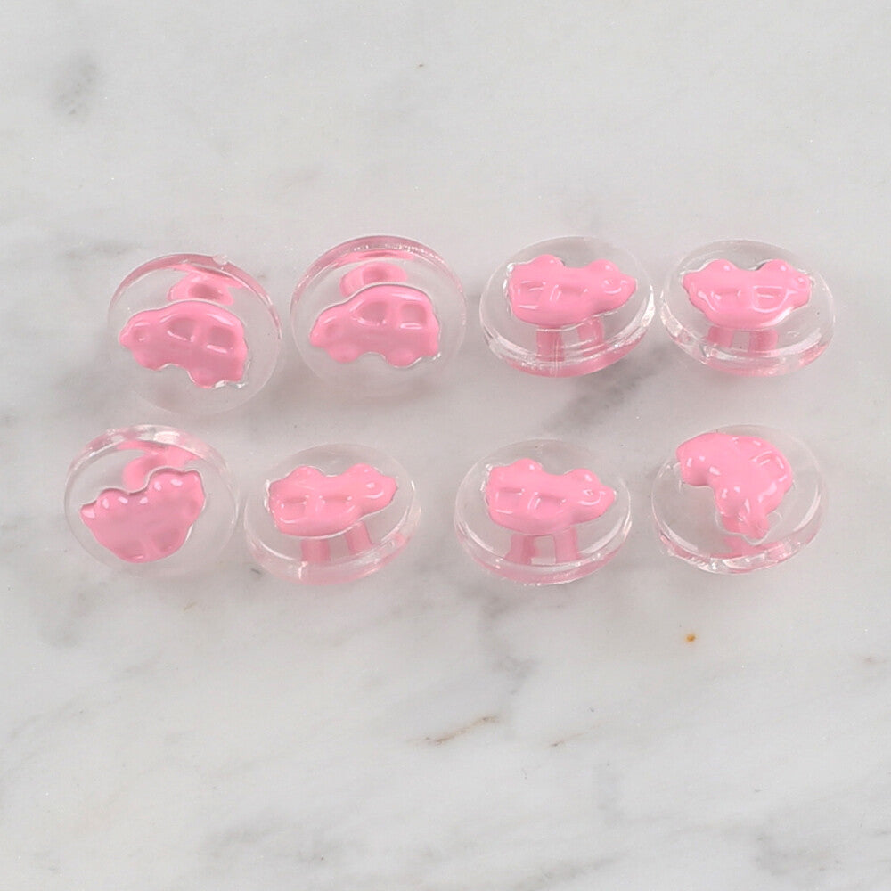 Loren Crafts 8 Pack Transparent car Button, Pink- 249