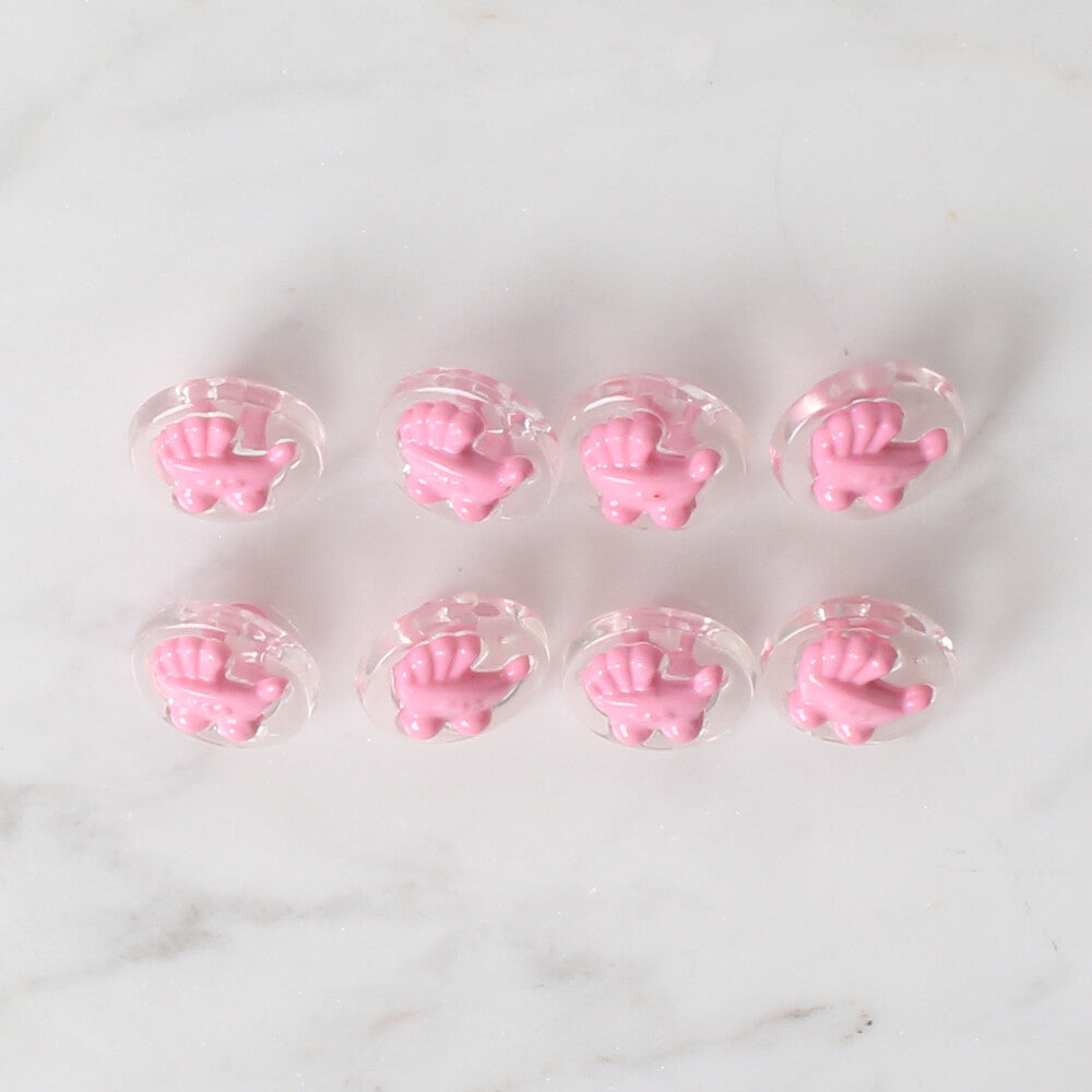 Loren Crafts 8 Pack Transparent Baby Stroller Button, Pink- 250