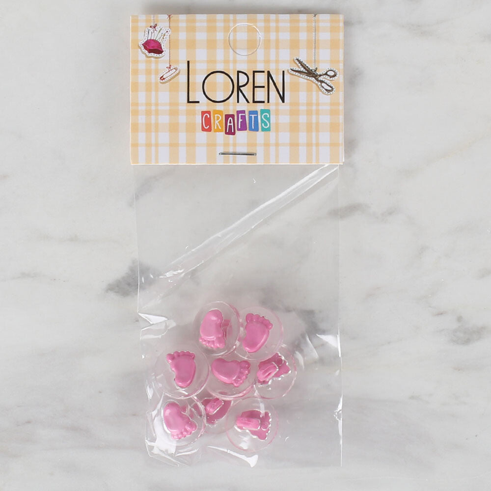 Loren Crafts 8 Pack Transparent Foot Button, Pink- 252