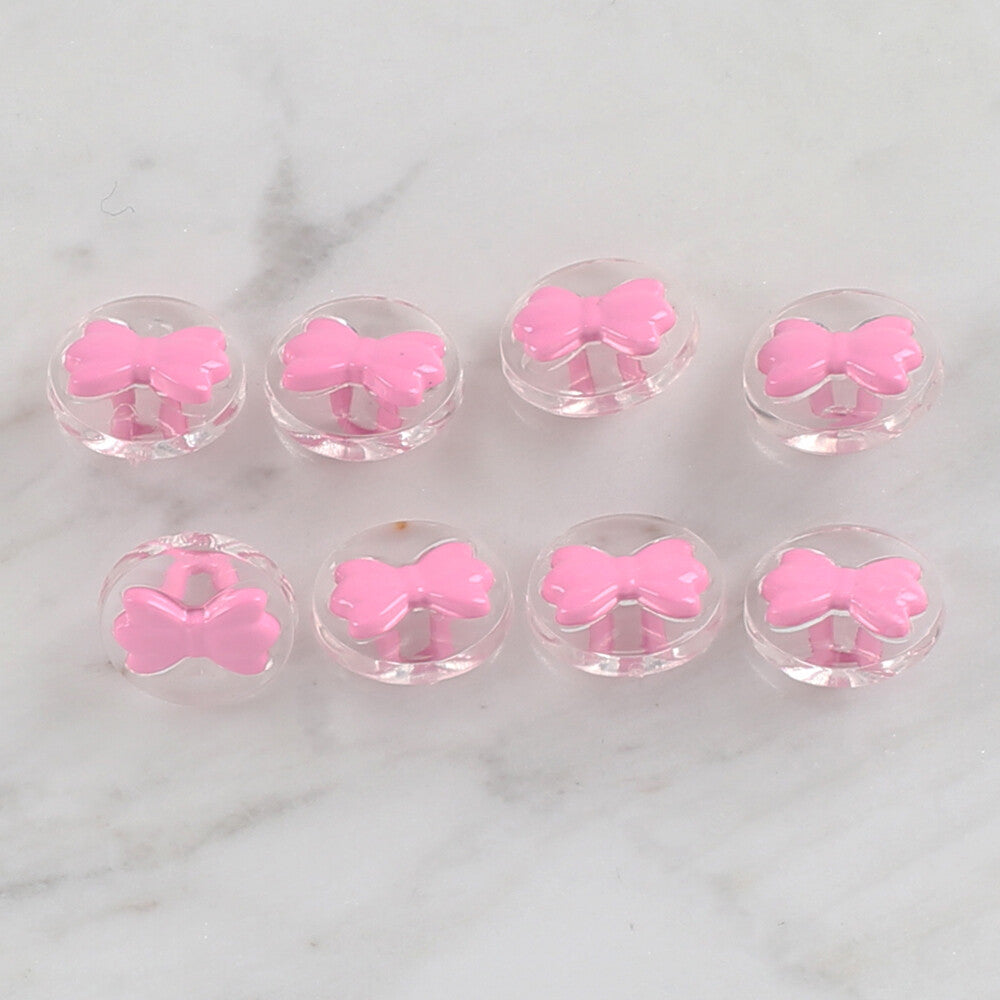 Loren Crafts 8 Pack Transparent Ribbon Button, Pink- 253