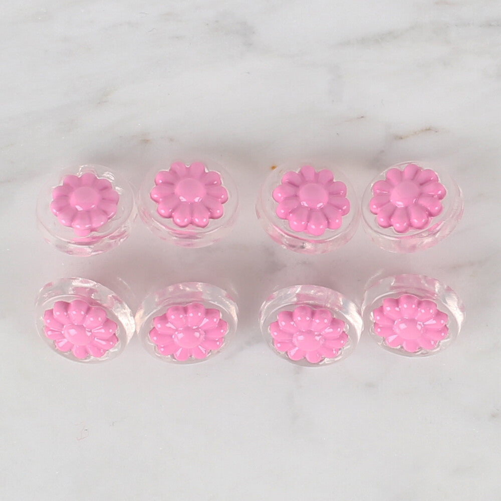 Loren Crafts 8 Pack Transparent Daisy Button, Pink - 254