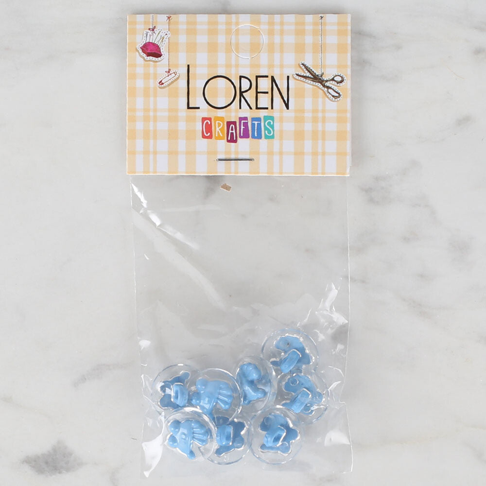 Loren Crafts 8 Pack Baby Stroller Button, Transparent Blue - 262