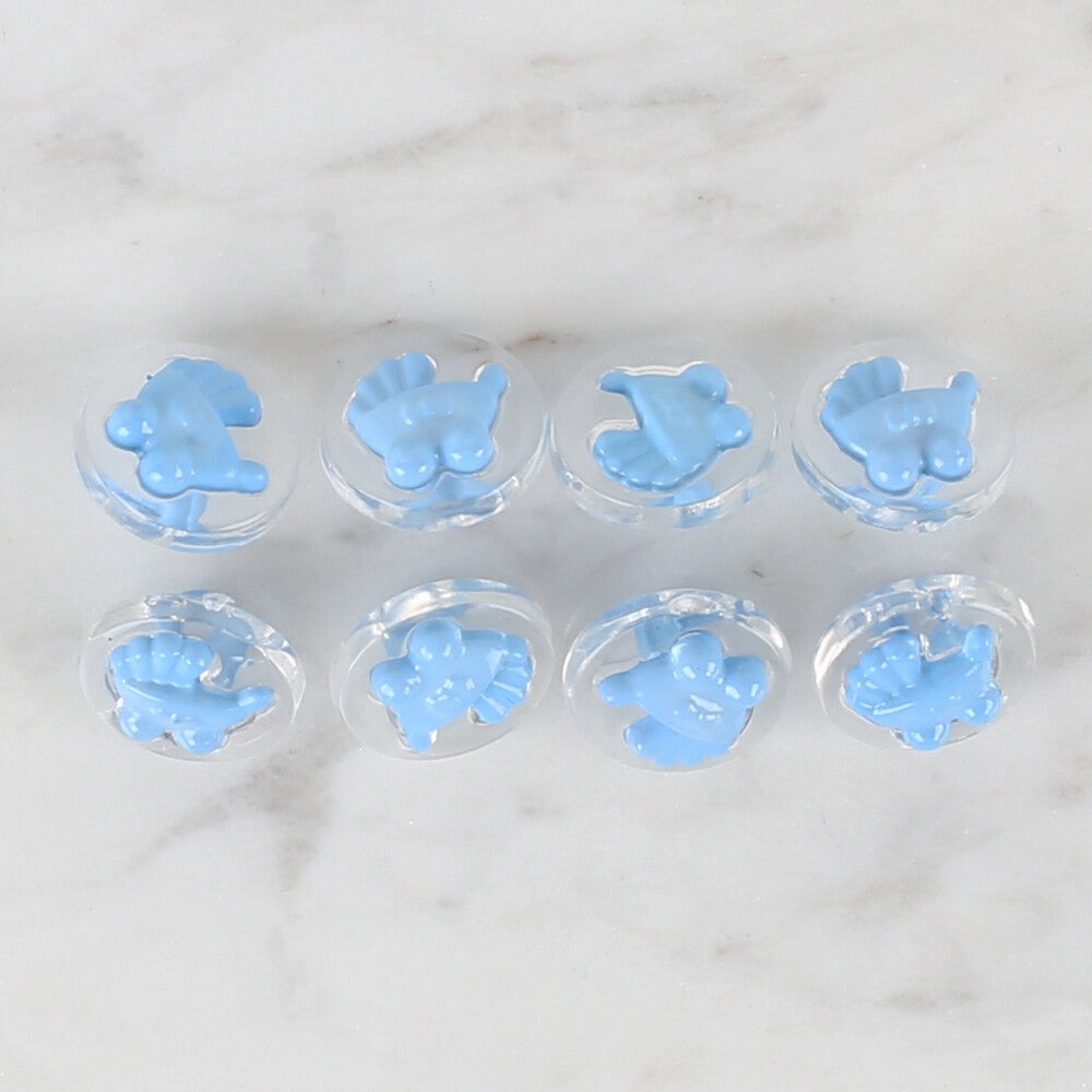 Loren Crafts 8 Pack Baby Stroller Button, Transparent Blue - 262