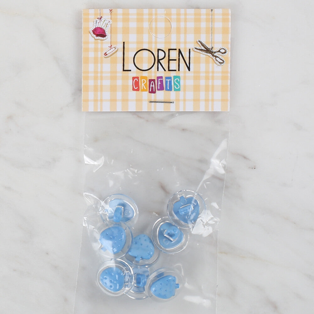 Loren Crafts 8 Pack  Strawberry Button, Transparent Blue - 264
