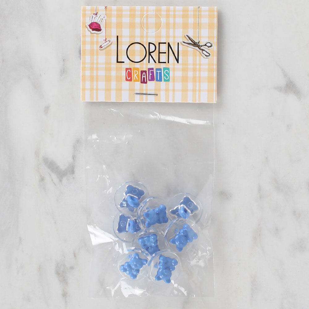 Loren Crafts 8 Pack Teddy Button, Transparent Blue - 271