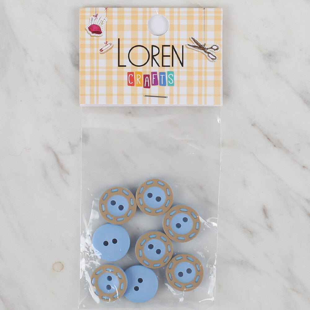 Loren Crafts 8 Pack Button, Blue - 289