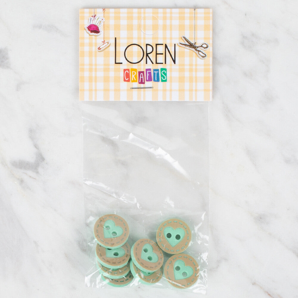 Loren Crafts 8 Pack Heart Button, Green - 325
