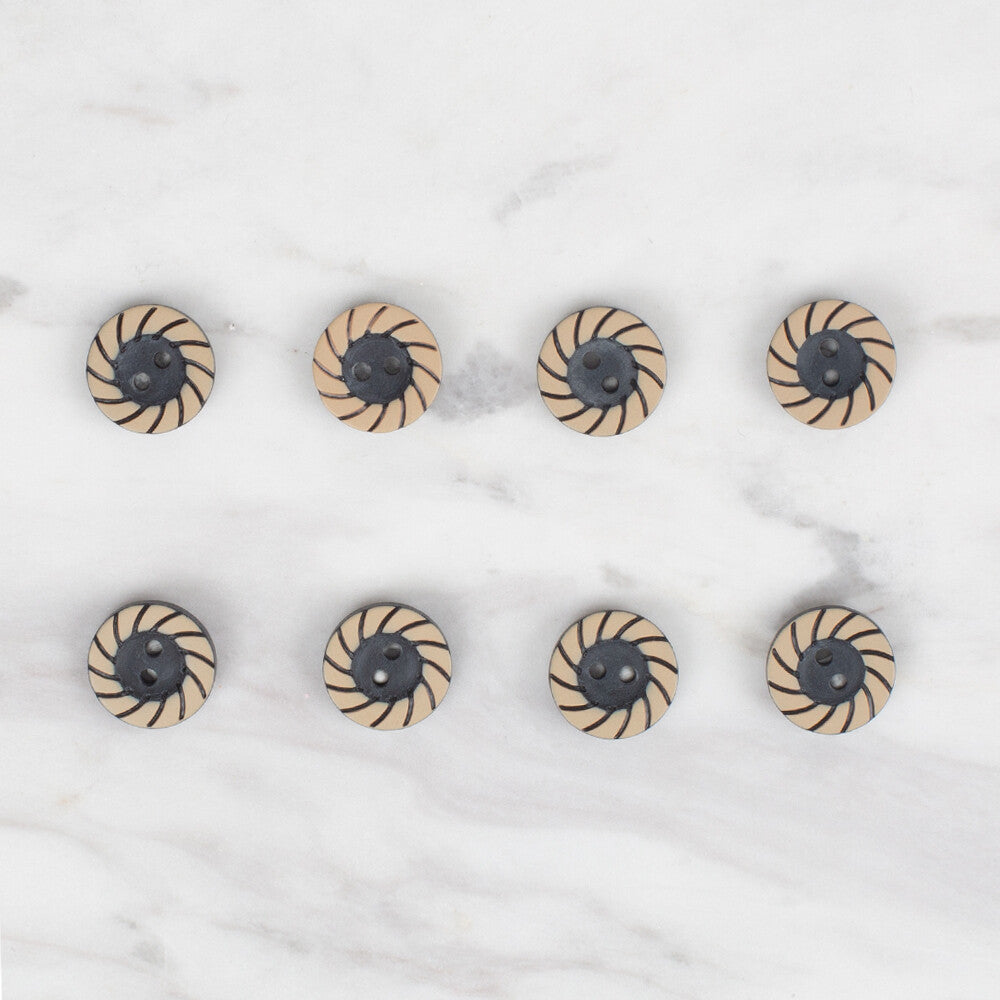 Loren Crafts 8 Pack Round Button, Black - 344