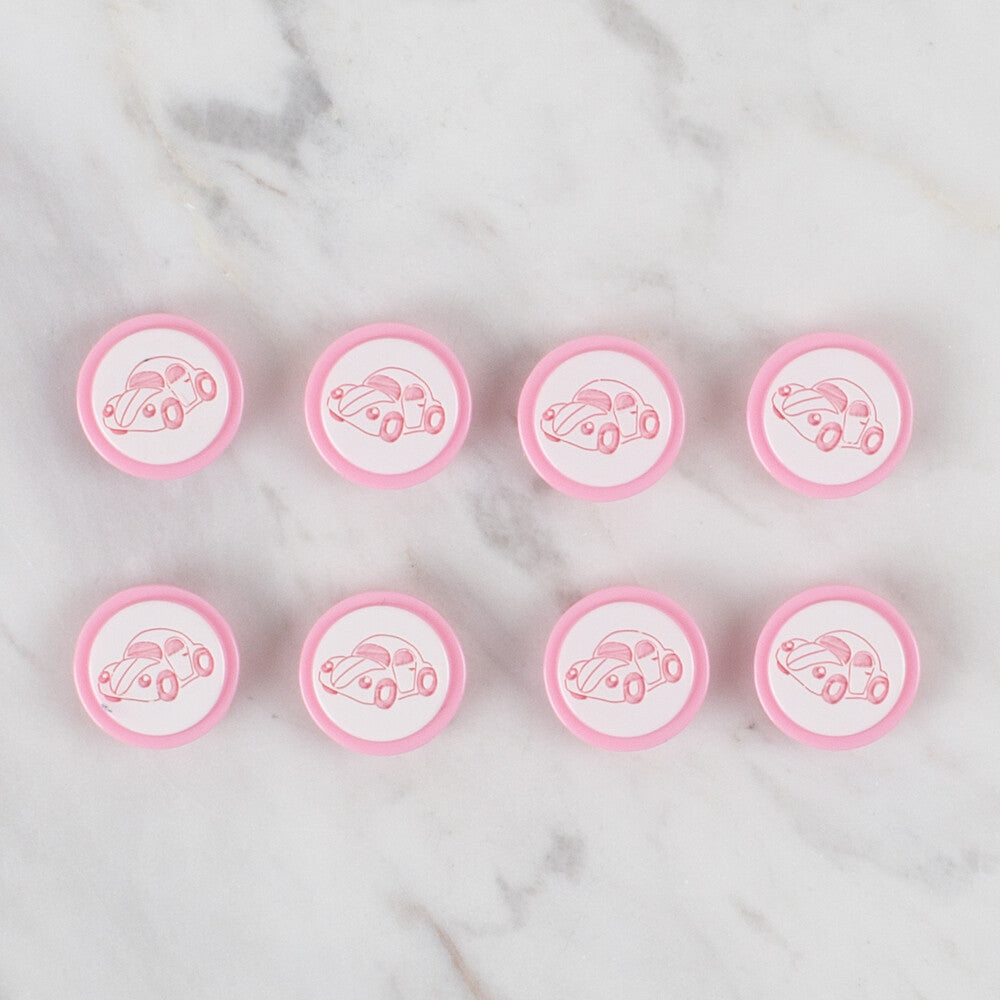 Loren Crafts 8 Pack Button, Pink - 398